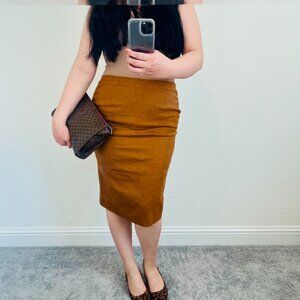 Authentic Celine Linen Knee-length Pencil Skirt Tan -US 8 Medium / EU40